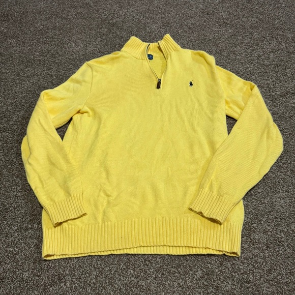 Polo Ralph Lauren Other - Polo by Ralph Lauren Mens Yellow Cotton 1/4 Zip Mock Neck Pullover Sweater